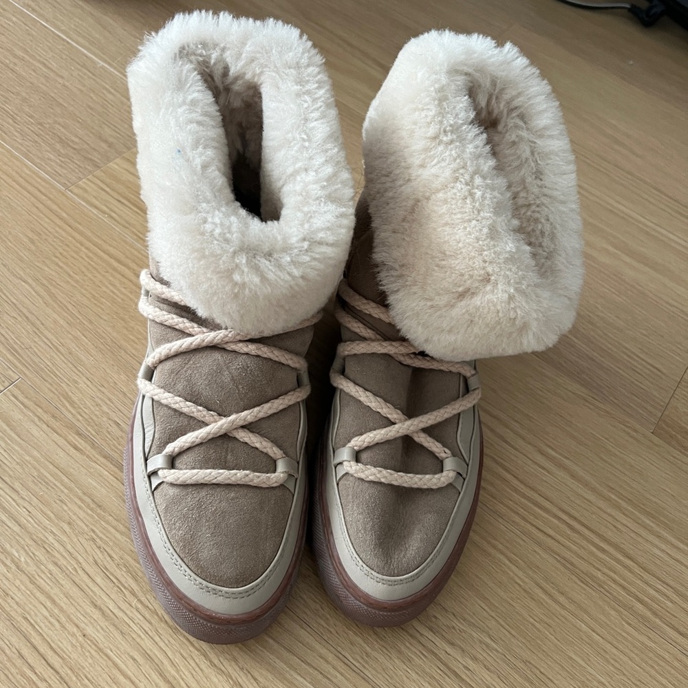 Inuikii Beige Fur-Lined Winter Boots